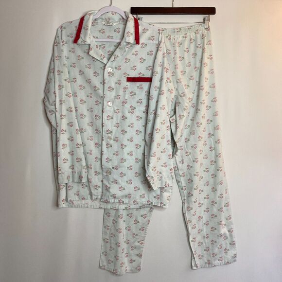 Vintage JC Penney Ditsy Flower Print Long Sleeve Button Up Pajama Set Size L - Picture 1 of 14